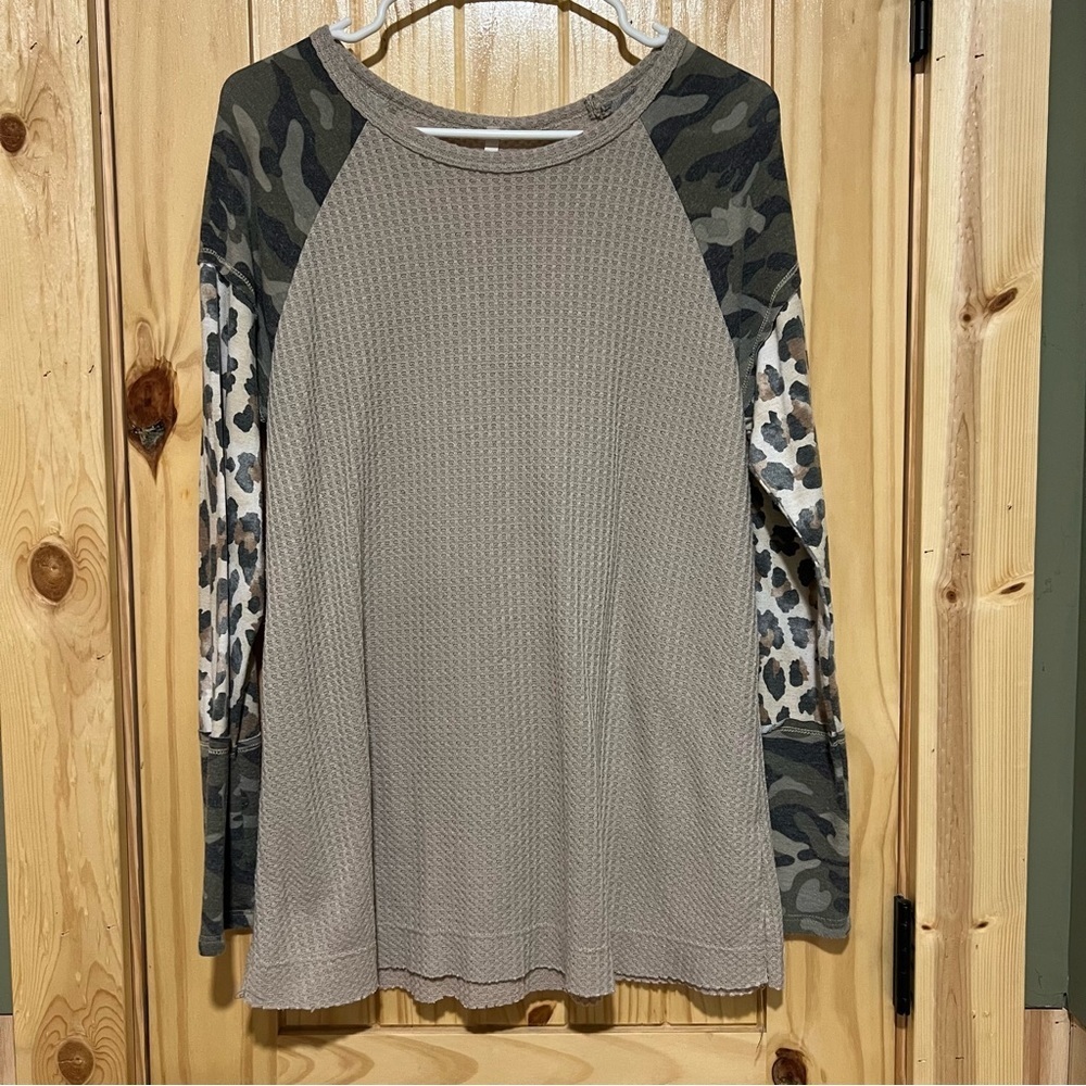 Cheetah Camo Waffle knit long sleeve